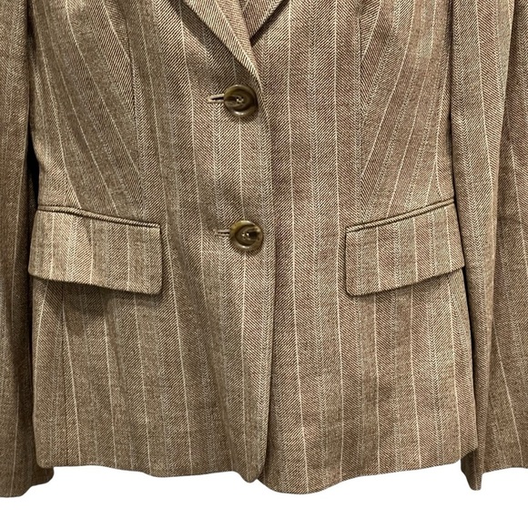 Ann Taylor Brown Tan Blue Wool Blend Blazer Jacket Loft Size 2 New - Picture 4 of 8